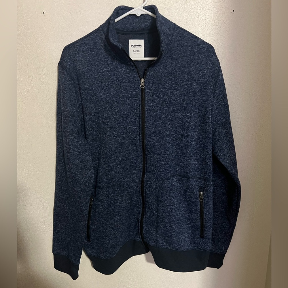 SONOMA‎ Classic Full Zip Casual Jacket with Pockets Heathered Blue Men's Size L